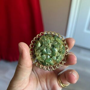 4/$100 JADE gemstone Gold and Green Stone Women's Brooch 💚